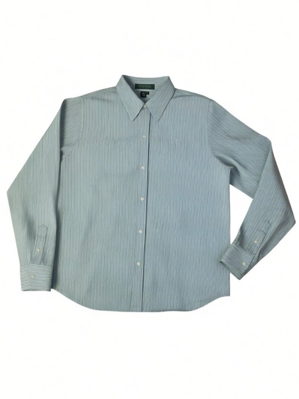 Lauren Ralph Lauren 100% Cotton Oxford Shirt long sleeve stripe Light Green P/L - Picture 3 of 11